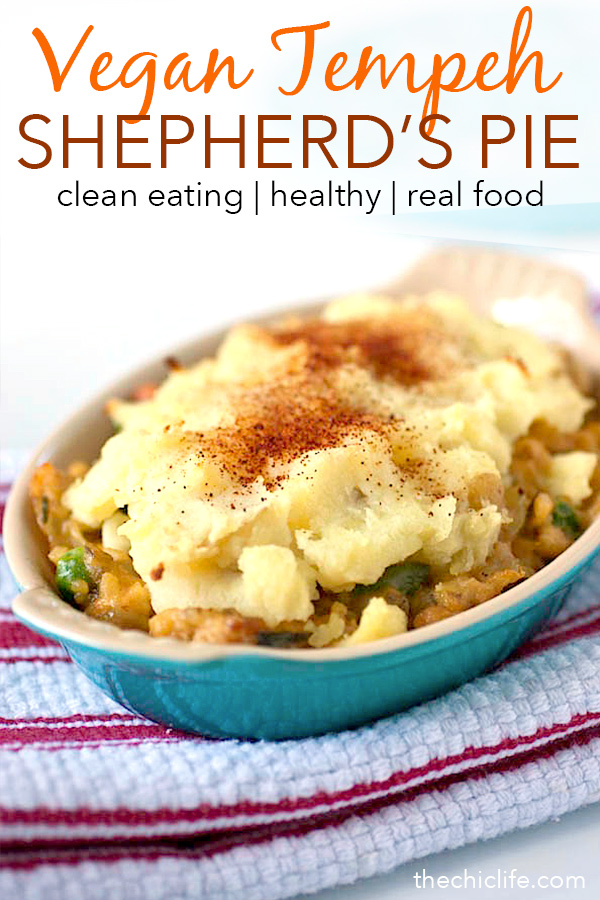 Healthy comfort food exists thanks to this delicious Vegan Tempeh Shepherd's Pie. This clean eating recipe is great for leftover mashed potatoes after the holidays. Easy and yummy lunch or dinner recipe. #recipe #healthy #healthyrecipes #healthyfood #cleaneating #recipe #realfood #vegan #veganrecipe