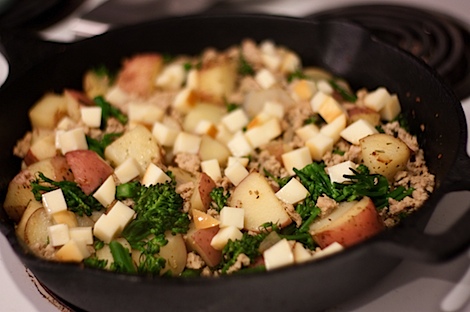 One Pot Turkey Skillet Dinner Recipe (With Potatoes and Smoked Mozzarella)