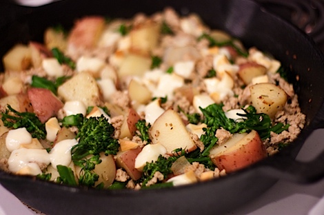 One Pot Turkey Skillet Dinner Recipe (With Potatoes and Smoked Mozzarella)