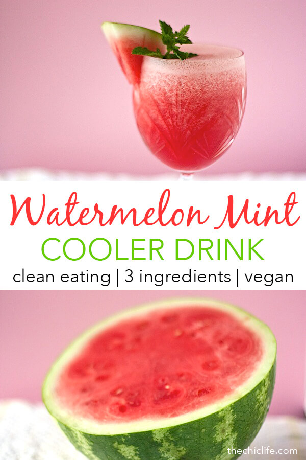 Summer in a cup! This refreshing Watermelon Mint Cooler is made with only 3 ingredients. It's clean eating, refined sugar free, and tastes great! So easy and delicious. #recipe #healthy #healthyrecipes #cleaneating #vegan #vegetarian #naturalwellness #summerrecipes #drink