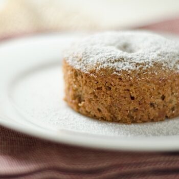 Portion control is built right into this easy Spiced Pecan Mini Cakes recipe. This delicious fall recipe makes two individual cakes, and they come together nice and easy. Cozy up with this healthy dessert recipe. #cake #fallfood #fall #fallrecipe #recipe #healthy #healthyrecipes #healthyfood #cleaneating #recipe #realfood #vegan #veganrecipe