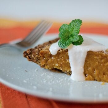 Coconut Pumpkin Pie with Creamy Coconut Sauce