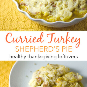 Transform your Thanksgiving leftovers into this delicious and Healthy Curried Turkey Shepherd's Pie. A couple simple ingredients take your leftover turkey to the next level in this tasty clean eating recipe. #fallfood #fallrecipe #recipe #healthy #healthyrecipes #healthyfood #cleaneating #recipe #realfood #thanksgivingleftovers