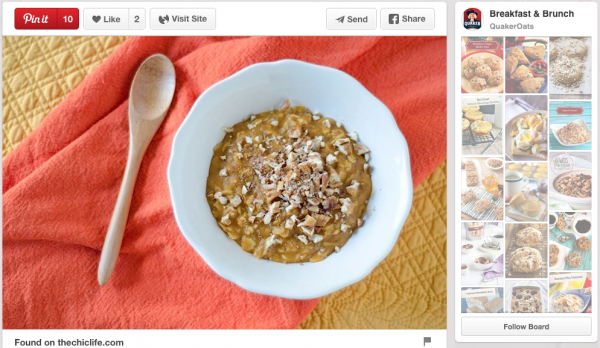 Quaker Oats pinned my Healthy Pumpkin Pie Oatmeal Recipe!