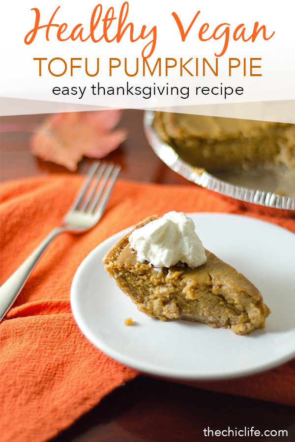 Looking for a vegan Thanksgiving dessert? Try this delicious and easy Tofu Pumpkin Pie Recipe. Even non-vegans love this simple pie recipe. #vegan #fallfood #fallrecipe #recipe #healthy #healthyrecipes #healthyfood #cleaneating #recipe #realfood #thanksgivingfood #thanksgivingrecipe