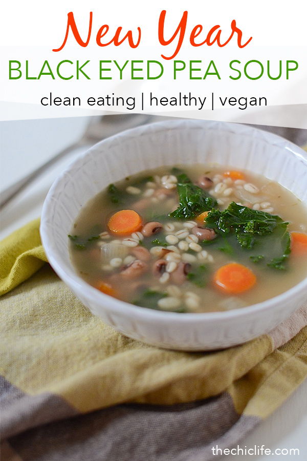 Skip boring black eyed peas and make this delicious Barley Black Eyed Pea Soup for New Year's Day and keep that luck going all year long! This clean eating recipe is a great vegetarian or vegan lunch or dinner recipe #recipe #healthy #healthyrecipes #cleaneating #realfood #vegan #vegetarian