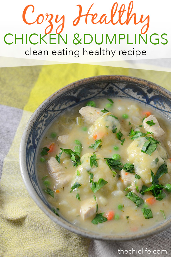 Who knows what's in that boxed biscuit mix??? Amirite?! Try this CLEAN EATING recipe for HEALTHY chicken and dumplings. The perfect FALL DINNER recipe. And it's ready in 30 minutes. Who doesn't love a quick and easy healthy chicken recipe? #fallfood #fall #fallrecipe #recipe #healthy #healthyrecipes #healthyfood #cleaneating #dinnerrecipe #realfood