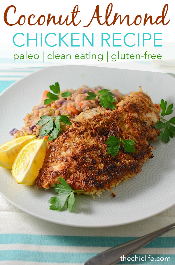 Coconut Almond Chicken Recipe | Paleo, Clean Eating, Gluten-Free Recipe | Make this easy chicken recipe for delicious dinner you can enjoy on a weekday or weeknight. This healthy recipe is an easy way to cook chicken. #paleorecipe #glutenfreerecipe #paleo #glutenfree #chickenrecipe #healthyrecipe #cleaneating