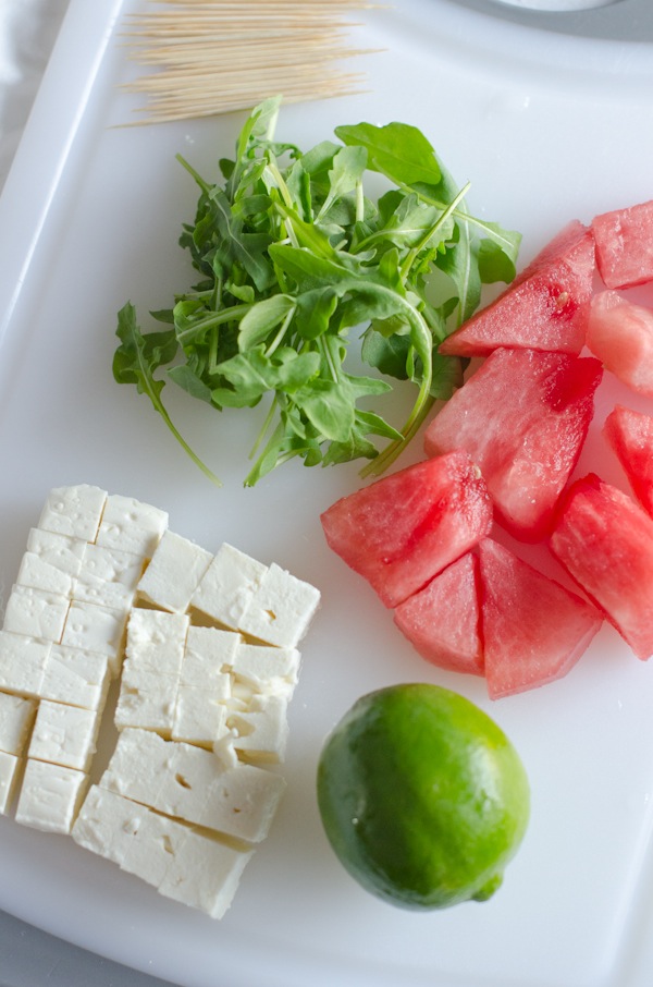 Watermelon Arugula Salad Bites Recipe | Healthy Appetizer