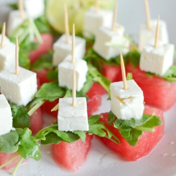 Watermelon Feta Arugula Bites