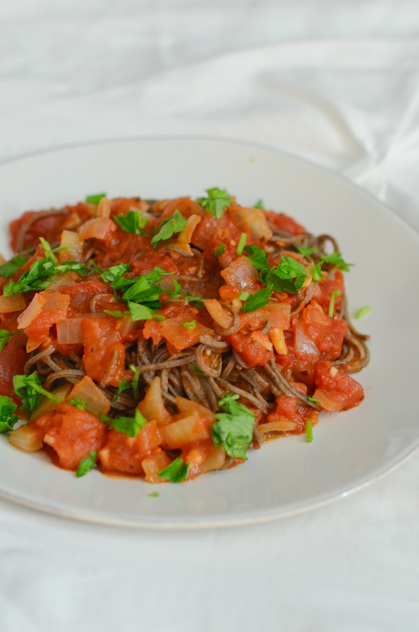 Easy Black Bean Pasta with Quick Tomato Sauce Recipe