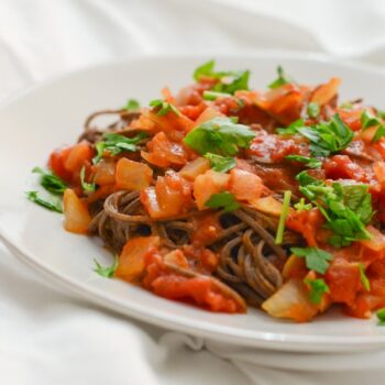 Easy Black Bean Pasta with Quick Tomato Sauce Recipe