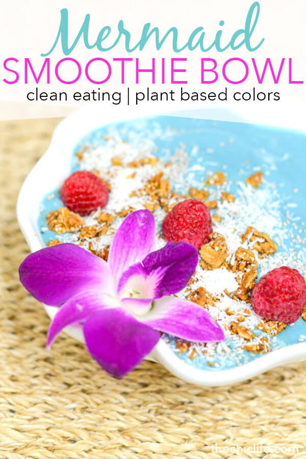 This beautiful blue smoothie is delicious and good for you! Click to get a video and recipe for how to make this Mermaid Smoothie Bowl - an easy clean eating breakfast or snack recipe perfect this summer #recipe #healthy #healthyrecipes #cleaneating #vegan #vegetarian #smoothie