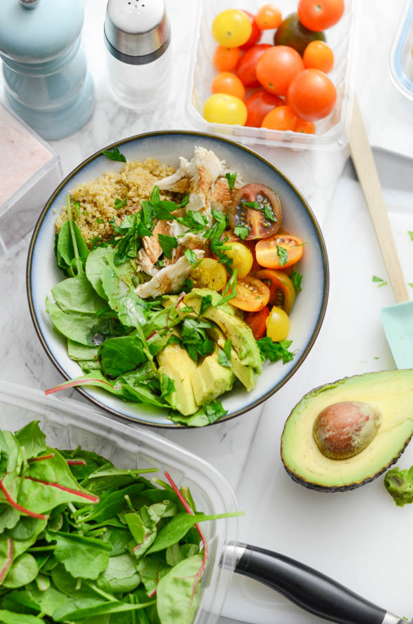 Enjoy a healthy and delicious Turkey Grain Nourish Bowl with your Thanksgiving leftovers. Light and refreshing - perfect for a post-holiday meal. This easy grain bowl is super easy and clean eating. Click for the recipe and a video. #fallfood #fallrecipe #recipe #healthy #healthyrecipes #healthyfood #cleaneating #recipe #realfood #thanksgivingleftovers