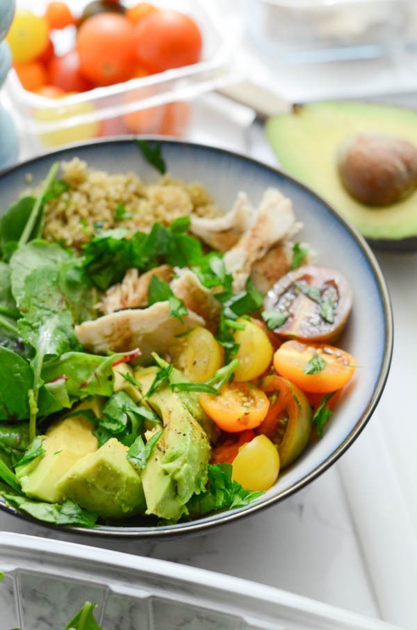 Enjoy a healthy and delicious Turkey Grain Nourish Bowl with your Thanksgiving leftovers. Light and refreshing - perfect for a post-holiday meal. This easy grain bowl is super easy and clean eating. Click for the recipe and a video. #fallfood #fallrecipe #recipe #healthy #healthyrecipes #healthyfood #cleaneating #recipe #realfood #thanksgivingleftovers