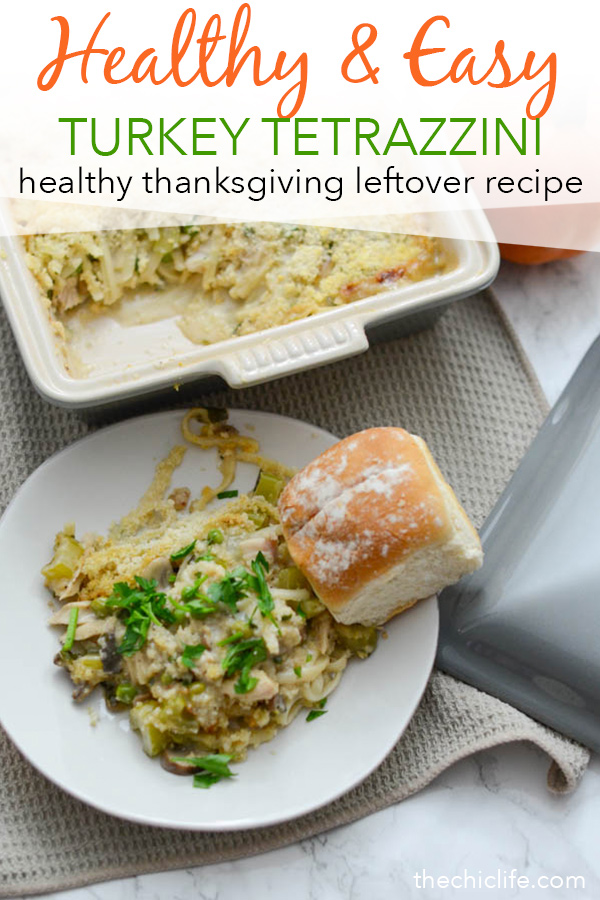 Try my lightened up Turkey Tetrazzini with your Thanksgiving leftovers. This fall recipe is easy and super delicious too. No gross canned soup. This is a clean eating version of a classic! Click for the recipe and a video. #fallfood #fallrecipe #recipe #healthy #healthyrecipes #healthyfood #cleaneating #recipe #realfood #thanksgivingleftovers