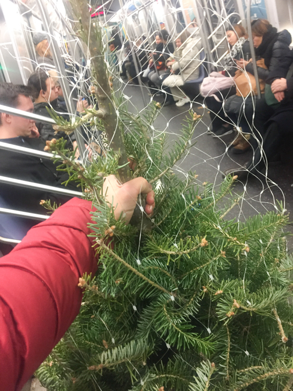 Christmas Tree on the NYC Subway