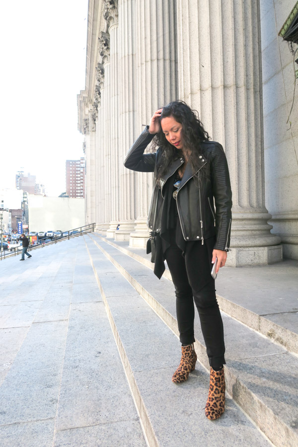 Black and leopard store booties