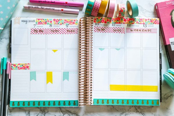 Spring Floral Plan with Me Washi Tape Only | Erin Condren Vertical Planner