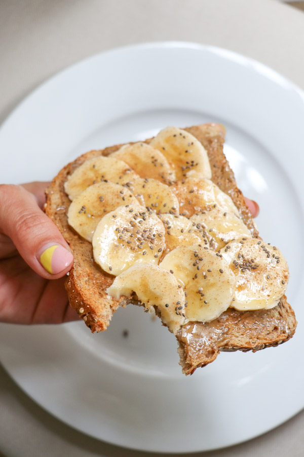 Easy Almond Butter Banana Honey Toast Recipe | A delicious (basically) no cook recipe when you want a healthy breakfast, but you're short on time