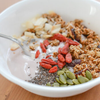 Quick and Easy Yogurt Breakfast Bowl | Coconut Goji Berry Granola