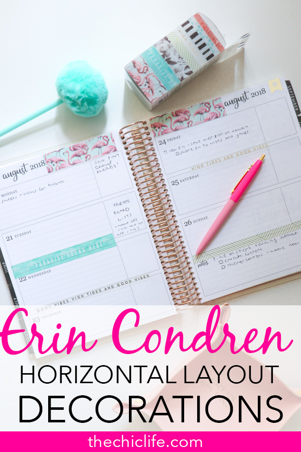 My First Erin Condren LifePlanner Horizontal Layout Decorations with washi tape | August 20, 2018 | #erincondren #lifeplanner #plannerlayout #plannerideas #teamhorizontal #eclp