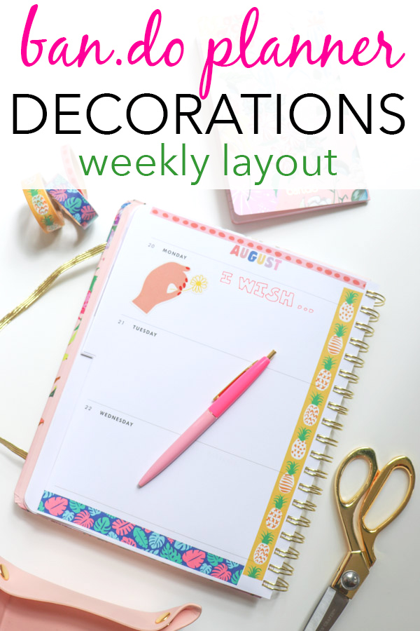 ban.do Planner Decorations: Week of August 20, 2018 | How to decorate your planner with washi tape | planner decoration ideas #planner #bando #bandoplanner #plannerdecorations #washitape