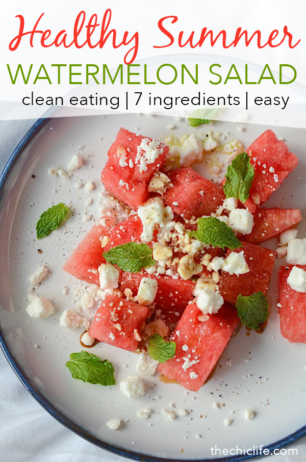 Watermelon Feta Mint Salad | Click for 11 more healthy summer recipes that are perfect for celebrating the Fourth of July, Labor Day or even just for entertaining friends and family to enjoy the last days of summer. Clean eating style, easy, from scratch, real food, really delicious - great for lunch, dinner with ideas for dessert and non-alcohol drinks / mocktails #recipe #healthy #healthyrecipes #healthyfood #cleaneating 