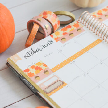Here's an elegant fall theme for the monthly view of the Erin Condren LifePlanner for October 2018. With a mix of washi tape and stickers, this look leaves plenty of space for writing and planning in style #erincondren #lifeplanner #planner #planning #erincondren #plannerdecorations #plannerideas