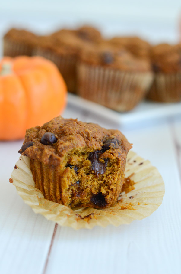 You won't believe these delicious muffins are healthy! Yes, Healthy Pumpkin Chocolate Chip Muffins. I have them on repeat for breakfast and dessert! This clean eating recipe is made with whole grain flour and is naturally vegan (though standard baking alternates are included) #recipe #healthy #healthyrecipes #healthyfood #cleaneating #recipe #realfood #vegan #veganrecipe