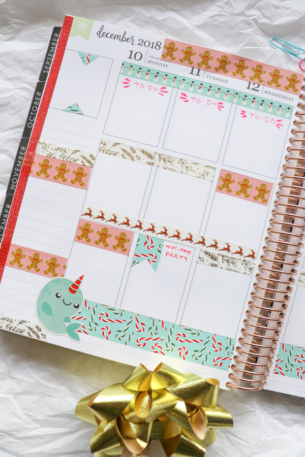 Click to see how I use only washi tape in my planner | Plan with Me: Christmas Washi Tape Only | Erin Condren Vertical 2018 #erincondren #lifeplanner #planner #planning #erincondren #plannerdecorations #plannerideas