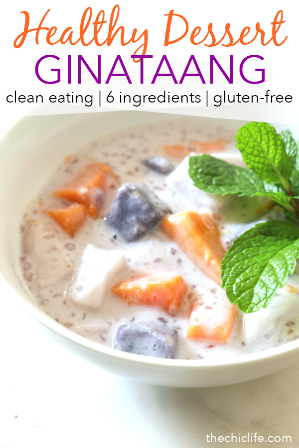 I made this healthy version of Ginataang with reduced sugar amounts so it's still delicious but not overly sweet. Enjoy this tropical treat served warm as an easy snack or dessert. #recipe #healthy #healthyrecipes #cleaneating #vegan #vegetarian #desserts #dessertfoodrecipes