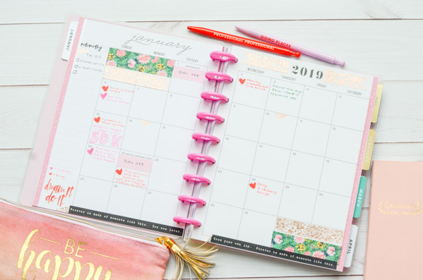 Check out my simple mostly-washi tape decorations in my January 2019 Happy Planner #planner #happyplanner #plannerdecorations #washitape