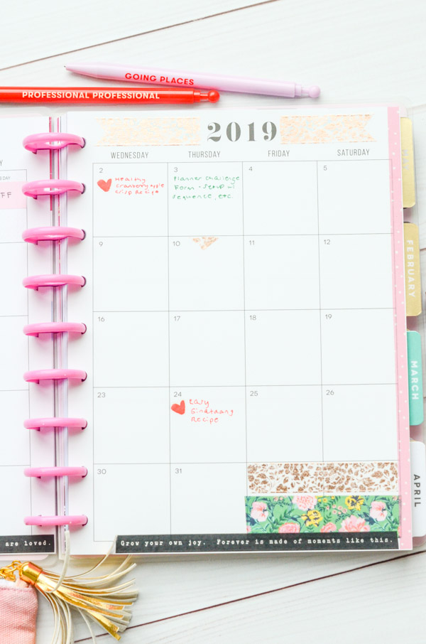 Check out my simple mostly-washi tape decorations in my January 2019 Happy Planner #planner #happyplanner #plannerdecorations #washitape