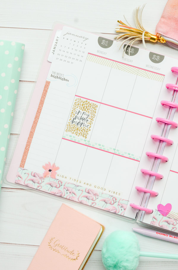 Check out my simple mostly-washi tape decorations in my January 2019 Happy Planner - week of January 21 #planner #happyplanner #plannerdecorations #washitape