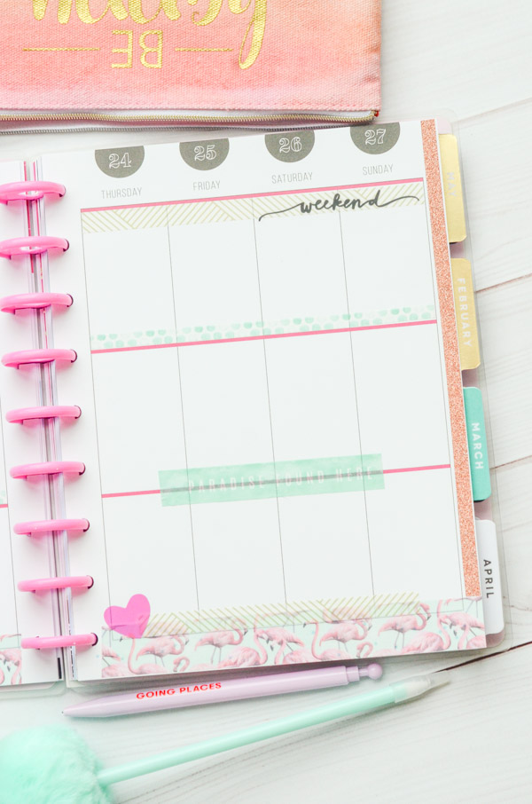 Check out my simple mostly-washi tape decorations in my January 2019 Happy Planner - week of January 21 #planner #happyplanner #plannerdecorations #washitape