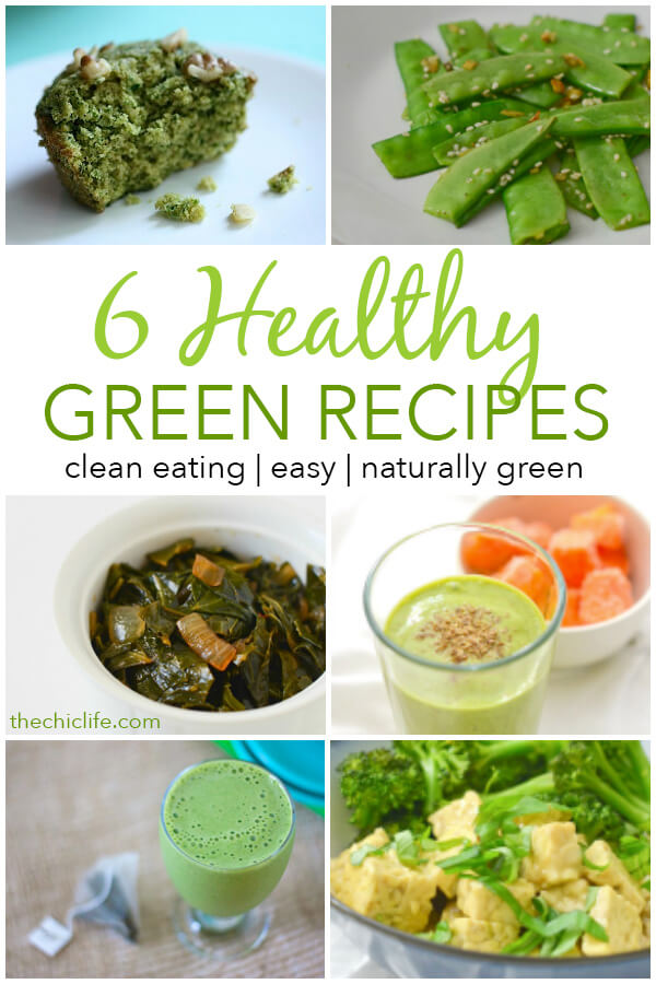 Here are 6 easy and healthy green food ideas for St. Patricks's Day! These recipes are naturally green - no artificial food colors here! From smoothies to muffins to dinner recipes. Perfect for potlucks and parties! #recipe #healthy #healthyrecipes #cleaneating #vegan #vegetarian