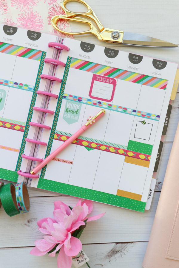 Here are TWO ways to use ONE set of washi tape in your planner layouts. One is in my Erin Condren LifePlanner and one in my Happy planner. These are easy decoration ideas that are also super affordable and fun! March 2019 #planner #planning #plannerdecorations #plannerideas #happyplanner #erincondren #plannerlayout