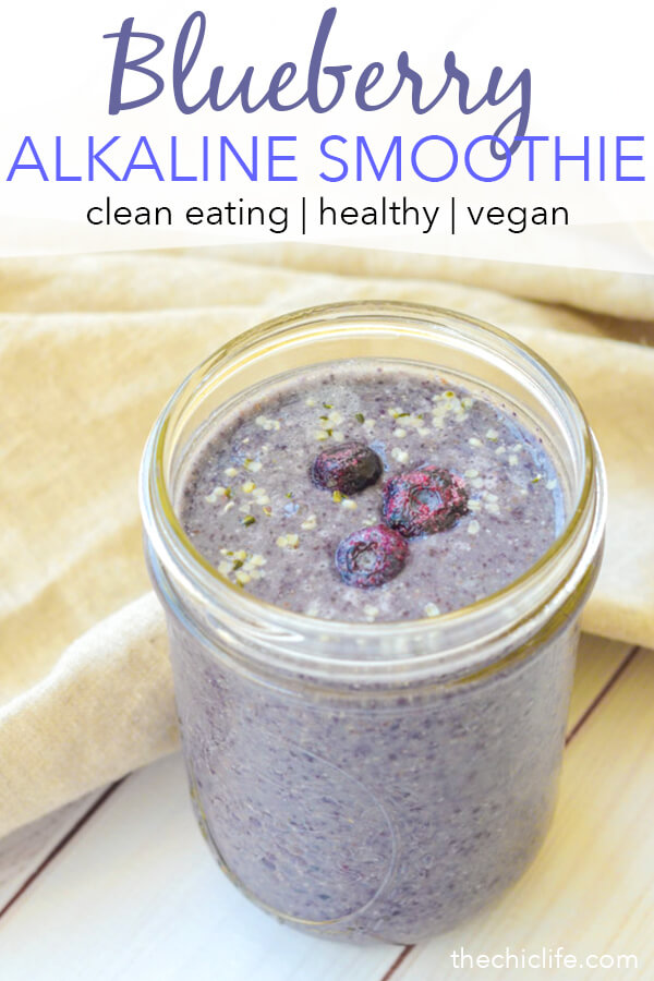 Looking for alkaline foods? This easy Alkaline Blueberry Banana Smoothie Recipe is so good!. Make this healthy, clean eating smoothie for a light breakfast or tasty snack. #recipe #healthy #healthyrecipes #cleaneating #vegan #vegetarian #smoothie #alkaline #alkalinefoods