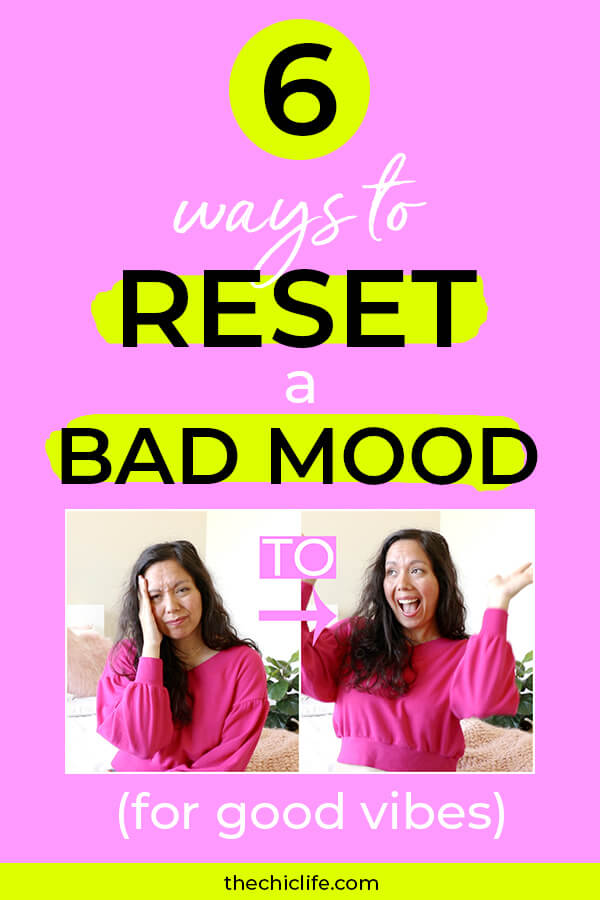 6 Quick, Easy, and (Mostly) Free ways to reset a bad mood. Check out this video to get to good vibes fast! #selfimprovement #mindset #personalgrowth #personaldevelopment #selfhelp #changeyourlife  #mindset #goodvibes #habits #successhabits #dailyhabits