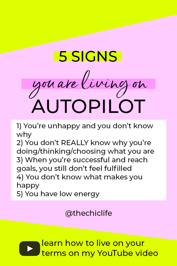 Are you floating through life, just getting by? You may be living on autopilot! Learn 5 signs you're living on autopilot and how to wake up and take your power back #lawofattraction #loa #manifestation #manifest #personalgrowth #personaldevelopment #woowoo #changeyourlife  #goodvibes #successhabits #highvibes #spirituality #theuniverse