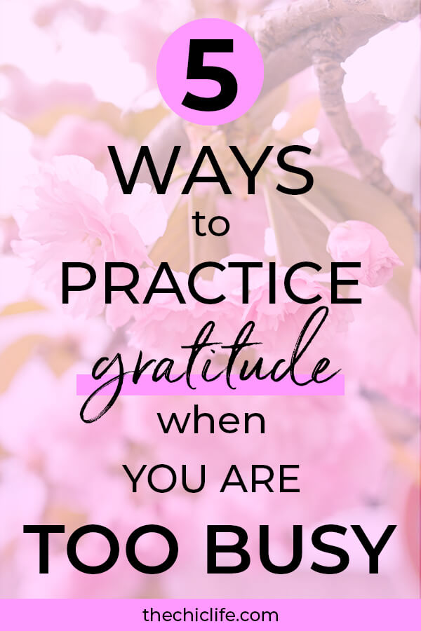 Think you're too busy to practice gratitude? Think again! Here are 5 quick and easy ways to do it so you can enjoy the high vibe goodness from gratitude #lawofattraction #loa #manifestation #manifest #personalgrowth #personaldevelopment #woowoo #changeyourlife #goodvibes #highvibes #spirituality #theuniverse