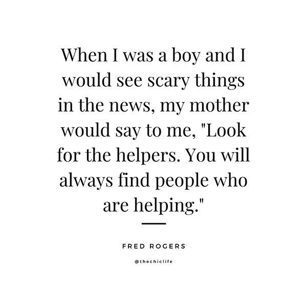 Looking for the good during difficult times - Mr. Rogers quote. Get 7 tips to shift from stress/fear/overwhelm to strength/calm/empowerment. #lawofattraction #loa #manifestation #manifest #personalgrowth #personaldevelopment #woowoo #changeyourlife  #goodvibes #manifestlove #highvibes #spirituality #theuniverse