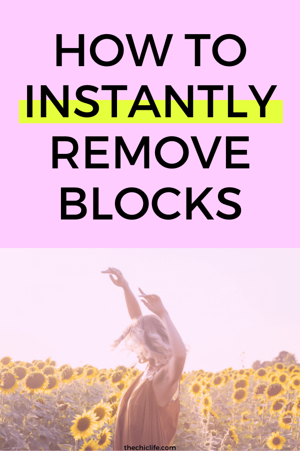 How to INSTANTLY Remove Blocks for Manifestation Success with image of a girl in sunflowers