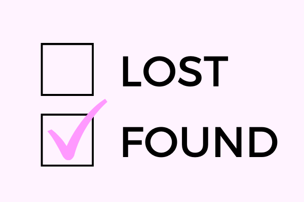 Two checkboxes display. The top one says Lost. The bottom one says Found. Only the bottom one is checked.