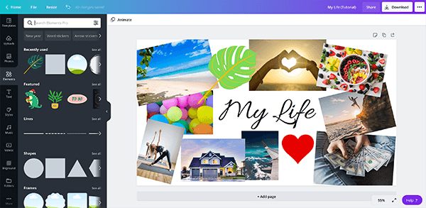 How to Make a Digital Vision Board Desktop Wallpaper on Canva - by adding elements