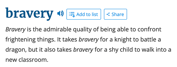 The definition of bravery