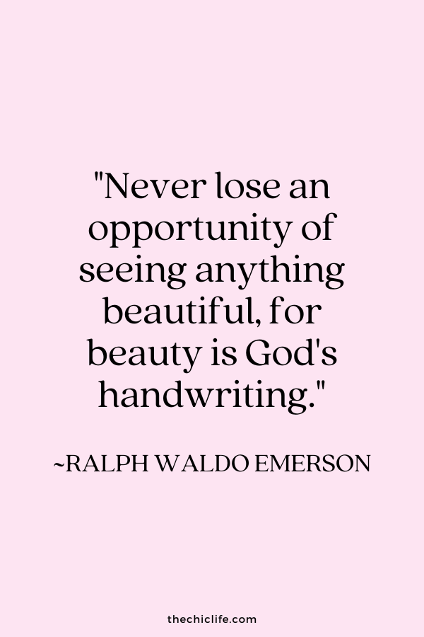 "Never lose an opportunity of seeing anything beautiful, for beauty is God's handwriting.” ~ Ralph Waldo Emerson