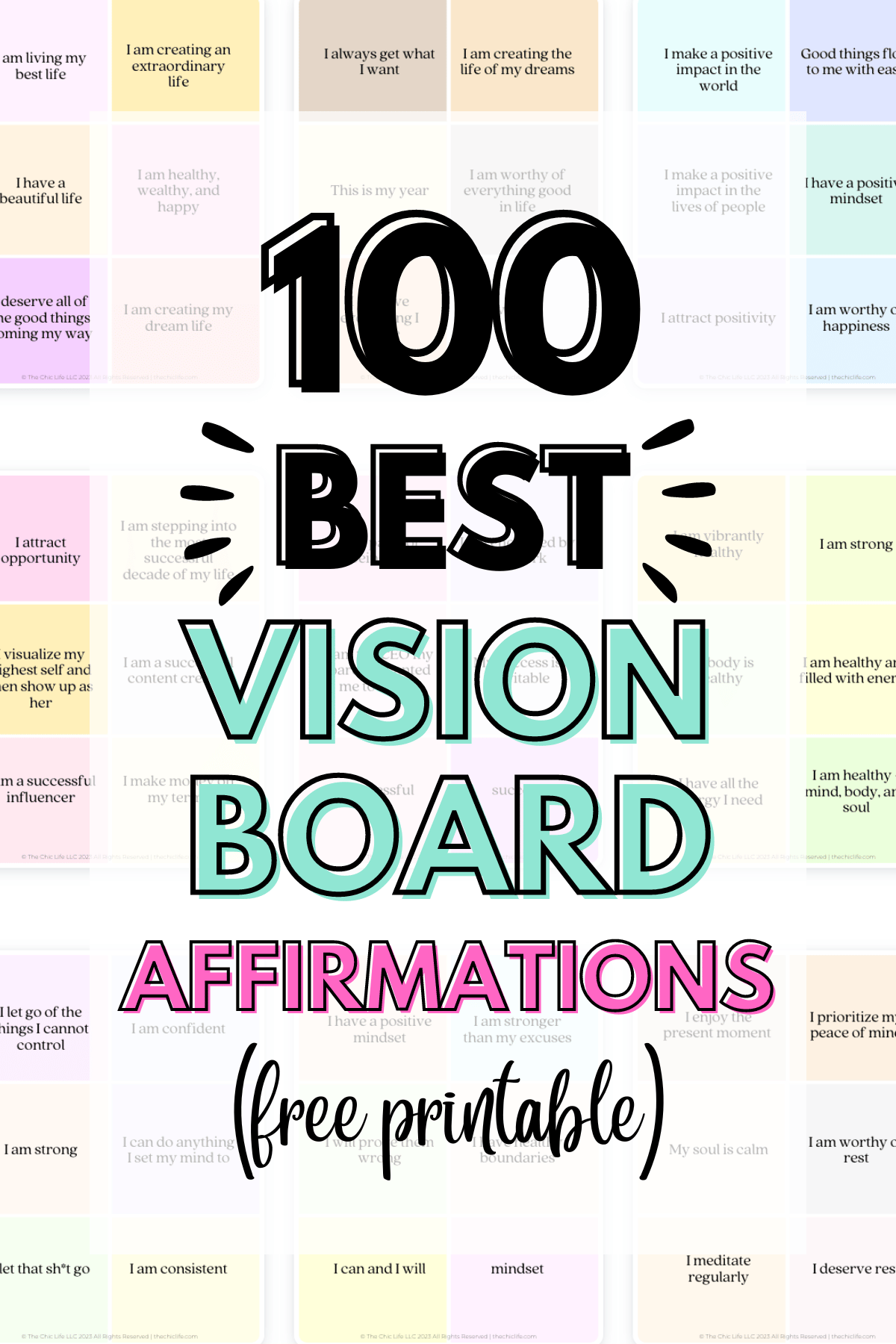 100 Best Vision Board Affirmations 2024 (Free Printable) - The Chic Life