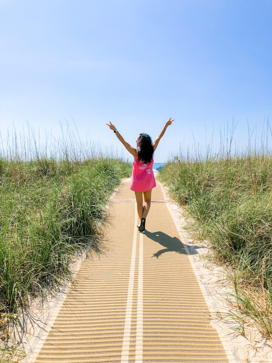 Diana on the beach boardwalk